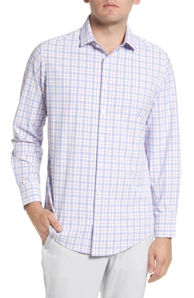Mizzen + Main Leeward Check Antimicrobial Stretch Button-up Shirt In Pink Blue Multi Plaid