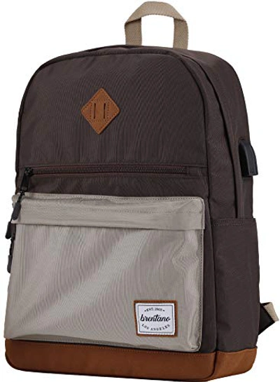 B Brentano Unisex Water Resistant Backpack Daypack (brown 2t)