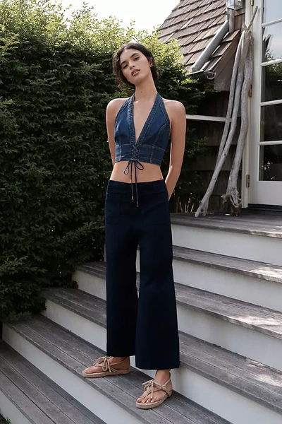 Maeve The Colette Cropped Wide-leg Pants In Blue