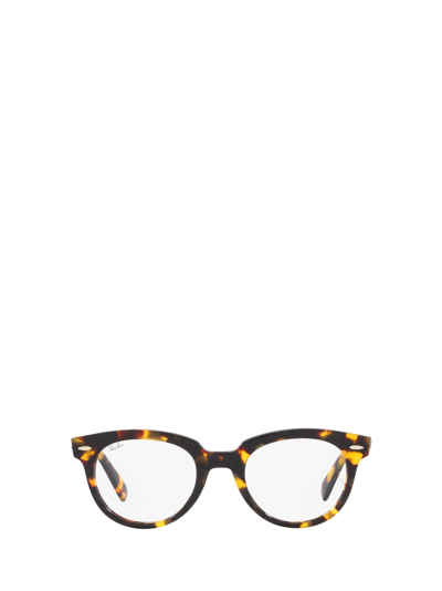 Ray Ban Havana Speckled-motif Round Frame Acetate Optical Glasses In Brown