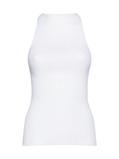 A. Roege Hove Sofie Rib Knit Cotton-blend Top In Optic White/transparent