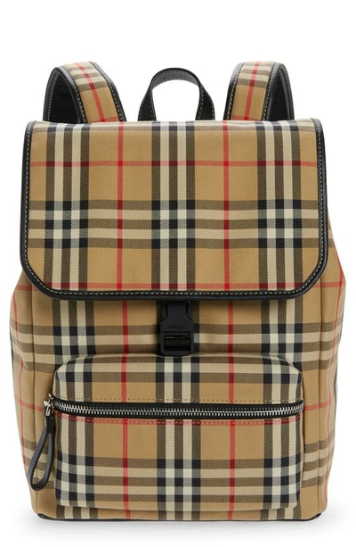 Burberry Vintage Check Canvas Backpack In Archive Beige