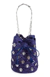 Rabanne Raffia Bucket Bag In Aqua/silver