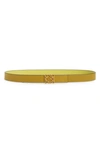 Loewe Anagram Buckle Reversible Leather Belt In Ochre/ Bright Yelllow/ Gold