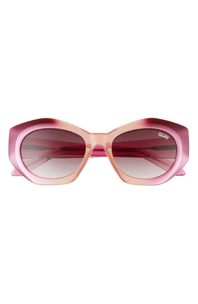 Quay Real Me 42mm Gradient Cat Eye Sunglasses In Pink,brown  display picture 1