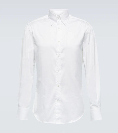 Brunello Cucinelli Slim Cotton Twill Shirt In Natural White