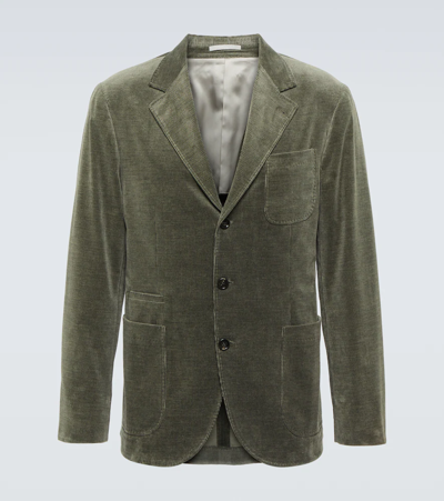 Brunello Cucinelli Cotton And Cashmere Corduroy Deconstructed Jacket In Military Green
