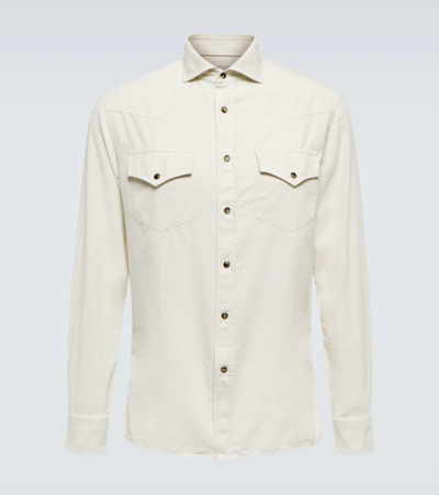 Brunello Cucinelli Fine-knit Cashmere Shirt Cardigan In White