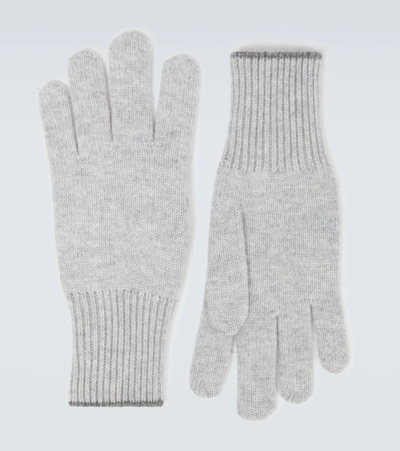 Brunello Cucinelli Knitted Cashmere Gloves In Grey