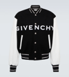 GIVENCHY WOOL-BLEND AND LEATHER BOMBER JACKET