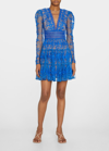 Bronx And Banco Megan Floral-embroidered Lace Mini Dress In Cobalt