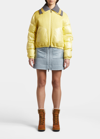 Moncler Apront Cropped Quilted Shell Down Bomber Jacket In Pastel Yellow