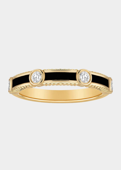 Viltier Rayon Ring In Onyx, Yellow Gold And Diamonds In Yg