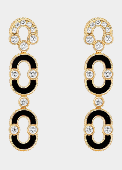 Viltier Magnetic Duo Earrings In Onyx, 18k Yellow Gold And Diamonds In Yg
