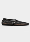 Alaïa Patent Leather-trimmed Mesh Ballet Flats In Black