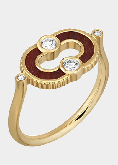 Viltier Magnetic Bull-eye Ring In 18k Yellow Gold And Diamonds In Yg