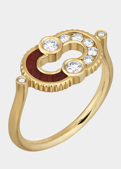 Viltier Magnetic Semi Bull-eye Ring In 18k Yellow Gold And Diamonds In Yg
