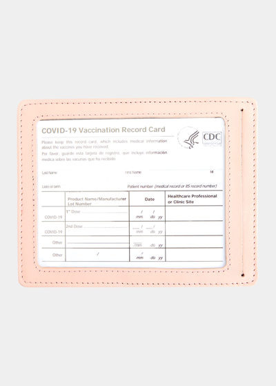 Royce New York Personalized Leather Vaccine Card Holder In Light Pink