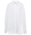 Attico Diana Oversize Split Hem Cotton Button-up Shirt In White