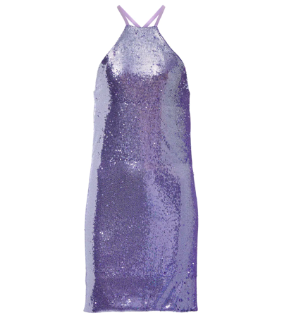 Attico Audrey Open Back Sequinned Mini Dress In Lilac
