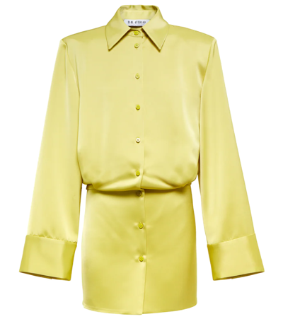 Attico Margot Satin Mini Shirt Dress In Yellow