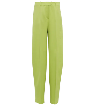 Attico Jagger Wool Gabardine Tapered Trousers In Green