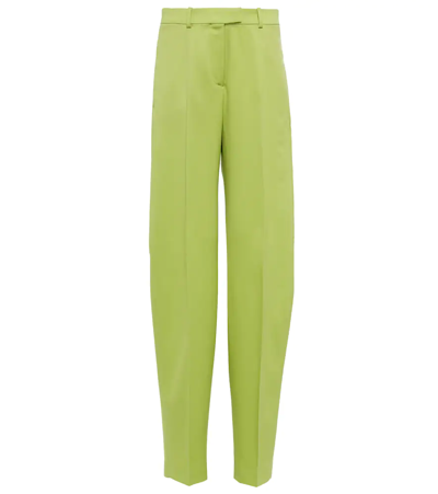 Attico Jagger Wool Gabardine Tapered Pants In Green