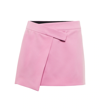 Attico Cloe Asymmetric Wool-blend Twill Mini Wrap Skirt In Mauve