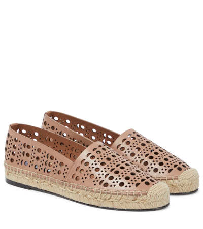 Alaïa Perforated Leather Espadrilles In Pink