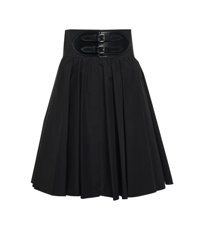 Alaïa Belted Cotton Skirt In Noir