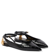 TOM FORD PADLOCK SNAKE-EFFECT LEATHER SLINGBACK FLATS