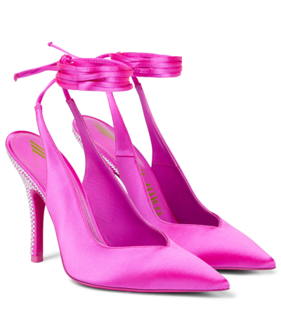 Attico Venus Embellished Satin Pumps In Fuchsia