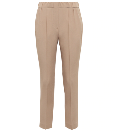 Brunello Cucinelli Crêpe Slim Pants In Beige