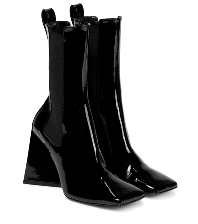 Attico Devon Patent Leather Chelsea Boots In Negro
