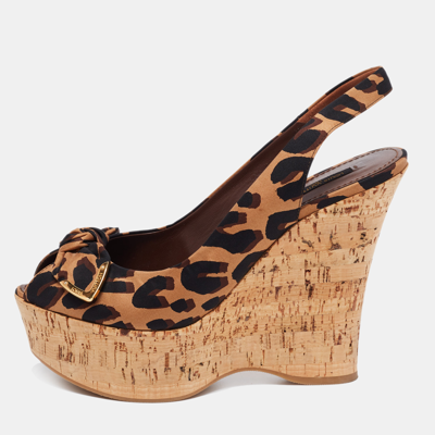 Louis Vuitton Vedette Wedge Sandal in Brown