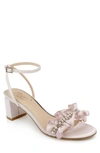 Jewel Badgley Mischka Desirie Womens Embellished Ankle Strap Block Heel In Pale Pink