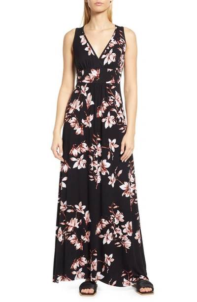 Loveappella Empire Waist Jersey Maxi Dress In Black