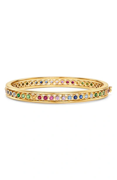 Temple St Clair 18k Yellow Gold Classic Multi-gemstone Rainbow Eternity Bangle Bracelet