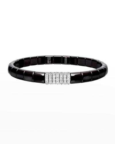 Roberto Demeglio Pura Matte Black Ceramic & 18k White Gold Bracelet With Diamonds, 0.49 Tdcw