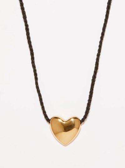 Annika Inez Heart Small 14kt Gold-plated Pendant Necklace In Gold Black