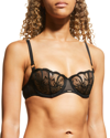 CHANTELLE FLEUR FLORAL-EMBROIDERED SCALLOPED DEMI BRA