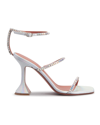 AMINA MUADDI GILDA METALLIC CRYSTAL TWO-BAND SANDALS