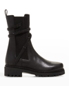 René Caovilla Cleo Combat Biker Boot In Black Jet