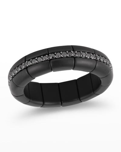 Roberto Demeglio Men's Black Matte Ceramic Eternity Ring With Black Diamonds