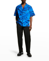 Valentino Camouflage Print Short-sleeved Shirt In Camou Bt Blue