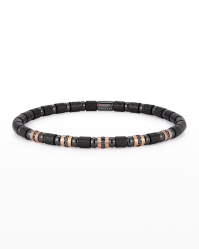 Roberto Demeglio Men's Black Carbon Bracelet With 5 Rose Gold Sections