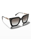 Ferragamo Gancini Chain Square Acetate & Metal Sunglasses In Black