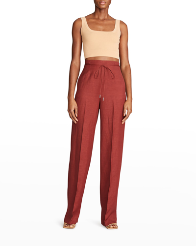 Halston Lenox High-waisted Trousers In Russet