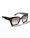 Ferragamo Rectangle Gancio Injection Plastic Sunglasses In Black