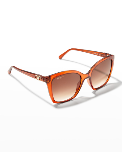 FERRAGAMO GANCINI SQUARE INJECTION PLASTIC SUNGLASSES